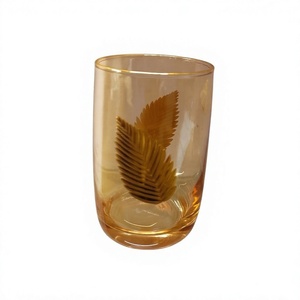 High Quality Customized Clear 11oz Classic Old Fashioned Luxury Eco-Friendly <b>Whiskey</b> Glasses <b>Tumbler</b> Gold Feather Design Shape - Product Image 1