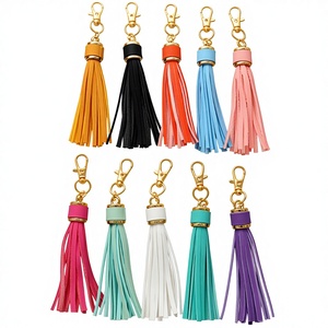 Multicolor PU Leather Tassel Keychain Women's DIY Car Bag Pendant Accessories Gift Keychains Hanging Decoration
