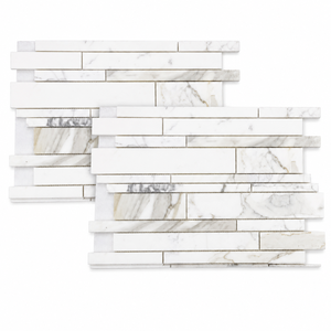 Carrelage en mosaïque linéaire en marbre blanc, carrelage mural en mosaïque de marbre naturel, carrelage de crédence en marbre blanc de luxe - Product Image 4