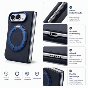 Étui de téléphone magnétique en cuir PU avec support rotatif et protection de la charnière pour iPhone Fold Samsung FOLD8/7/6 Flip 8/7/6 - Product Image 1