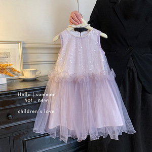 Nuovo Stile 2026 Abiti Estivi per Bambine, <span class=keywords><strong>Vestito</strong></span> da Principessa, Gonna per Bambine in Stile Estero, Gonne in Tulle con Paillettes per Bambine - Product Image 1