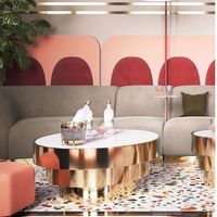 Chaise d'appoint de luxe pour salon Table basse en acier inoxydable Table centrale ronde Table d'appoint pour la maison et l'hôtel