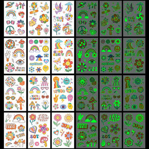Nuevas pegatinas de <span class=keywords><strong>tatuaje</strong></span> temporal de girasol que brillan en la oscuridad ecológicas para niños papel seguro transfronterizo con <span class=keywords><strong>cara</strong></span> <span class=keywords><strong>sonriente</strong></span> - Product Image 3