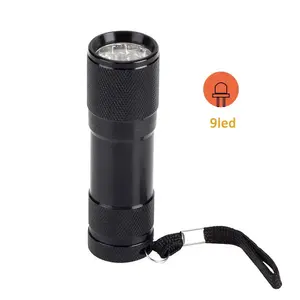 Portable 9 LED 3A Battery Mini Pocket Aluminum Flashlight Torch Light For Camping Hiking Running