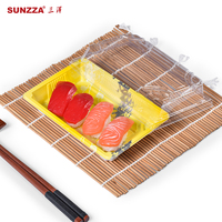 Sunzza paquete OEM y ODM amarillo desechable blister plástico PET sushi caja de embalaje