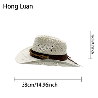 Chapeau de cowboy blanc imitation paille en gros |   Chapeaux de festival Panama personnalisés en cuir ajouré et perles de bois pour adultes, idéaux pour la plage et le soleil