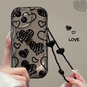 PH571เหมาะสำหรับ iPhone 16PROMAX เคสโทรศัพท์สำหรับ iPhone 13/15, line Graffiti Love CHAIN, 11/16, silicone x โปร่งใส - Product Image 3