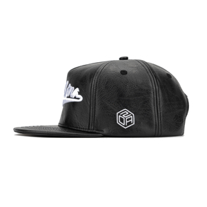 Casquette en cuir à 5 panneaux personnalisée TCAP Chine, broderie 3D en relief, casquette snapback - Product Image 3