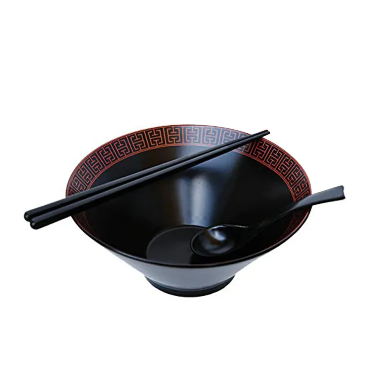 Большая кухонная керамическая миска для рамен JQY, 6 шт., японская керамическая миска для супа с ложками и палочками