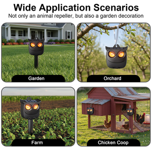 Répulsif solaire pour animaux 2026, dissuasif pour prédateurs nocturnes avec lumières LED rouges clignotantes, ratons laveurs, marmottes, coyotes, oiseaux, cerfs - Product Image 4