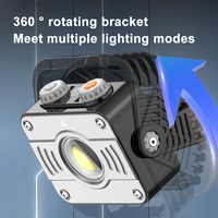 Mini lampe de travail rechargeable pour l'extérieur, support magnétique rotatif, LED COB, étanche IPX4, luminosité réglable pour atelier, bureau