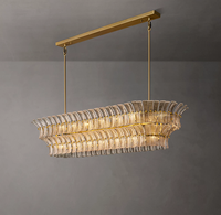 Lustre moderne de luxe en gros, design rond, luminaire suspendu pour salle à manger, salon, hôtel, verre transparent noir