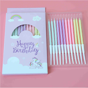 Velas de cumpleaños arcoíris en espiral de cera de soja, decoraciones para pasteles para fiestas infantiles - Product Image 1