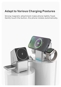 Estación de Carga Inalámbrica Rápida 3 en 1 de 15W Justlink, Soporte de Carga Inalámbrico Multidispositivo para Teléfono, <span class=keywords><strong>Apple</strong></span> <span class=keywords><strong>Watch</strong></span> y AirPods - Product Image 4