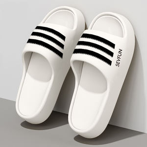 夏屋内ホームスリッパ快適フラットシューズオープンつま先EVAデザイナースリーストライプスバスカップル向け - Product Image 3