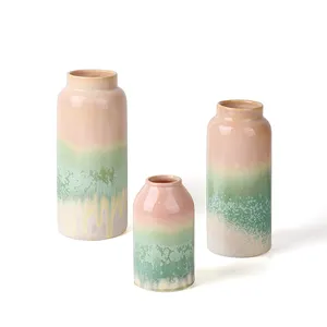 K & b vaso de cerâmica gradiente branco pequeno, china fábrica nórdica vasos de flores de porcelana com glaze reativo