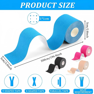 Nastro Kinesiologico Pretagliato - Nastro Kinesiologico Premium per Muscoli, Ginocchia, Spalle, Gomiti, 5 cm x 5 m - Product Image 5