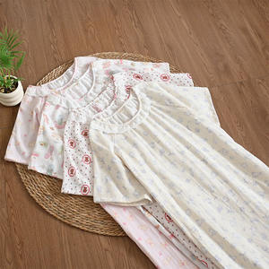 Nuova <span class=keywords><strong>Camicia</strong></span> <span class=keywords><strong>da</strong></span> <span class=keywords><strong>Notte</strong></span> Estiva Elegante con Bordo in Pizzo 100% <span class=keywords><strong>Cotone</strong></span> Abbigliamento <span class=keywords><strong>da</strong></span> Casa Comodo per Donne - Product Image 2