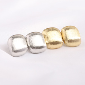 <b>Stud</b> <b>Earrings</b> 19MM Square Brushed Gold Silver Stainless Steel Geometric Fashion Jewelry - Product Image 1
