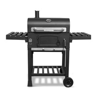Barbecue au charbon de bois robuste en acier inoxydable pour jardin et terrasse avec table latérale – Prix usine