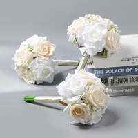 Bouquet de fleurs artificielles de mariée en strass rose gypsophile, bouquets de mariage pour la décoration de la fête de mariage et des demoiselles d'honneur