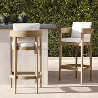Chaise de bar de luxe personnalisée en bois massif pour restaurant et extérieur, avec coussin, idéale pour la salle à manger – Nouveauté très demandée