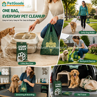 Sacs à déjections canines et litière pour chats biodégradables extra épais, imprimés verts, avec poignées faciles à nouer, grand format, 120 unités, boîte distributrice prête à la vente
