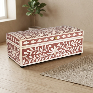 BS INTERNATIONAL Vente en gros Boîte de rangement en plastique de luxe extra-large carrée gravée avec fermeture éclair et incrustation de os, Organisateur de bijoux Noël - Product Image 1