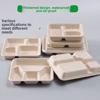 Boîtes repas jetables en pulpe biodégradable pour cafétéria, emballage exclusif à emporter, trois-quatre-cinq compartiments multiples