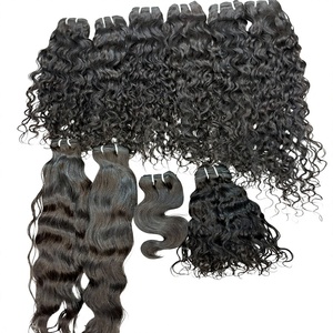 22" Inches Cuticle Aligned Remy Grade Virgin Indian Temple Human Hair Raw Natural Water Wave Deep Wave Curly Bundle DoubleWeft - Product Image 1