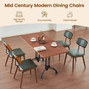 Chaise de salle à manger en bois massif au design moderne nordique avec dossier en cuir PU Design ergonomique pour bureau à domicile et salon - Product Image 2