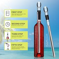 Bâton de refroidisseur de vin portable en acier inoxydable 3 en 1 avec verseur et bouchon pour cadeau d'accessoires de bar à vin blanc rouge