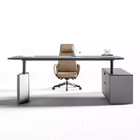 Bureau en L intelligent à hauteur réglable. Design élégant, mobilier de bureau moderne et luxueux haut de gamme.