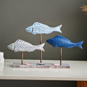 <b>Retro</b> 3D Fish Ornament Wood Coastal <b>Decor</b> Multi Piece Set Living Room Display - Product Image 2