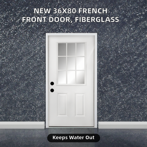 New Arrival 36x80 Contemporary Front <b>Door</b> Right Hand Inswing Exterior French 9 Lite Low-E Glass Fiberglass Outdoor for Villas - Product Image 2