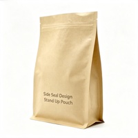 Sac en papier kraft biodégradable à fond plat, mat, résistant à la graisse, pour snacks et café, avec fenêtre