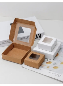 Có thể gập lại tùy chỉnh giấy kraft bao bì vuông nhỏ màu nâu sóng Hộp xà phòng với cửa sổ trong suốt - Product Image 5