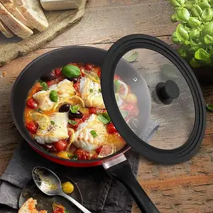 Heat Proof High Quality Different Sizes Available Touch Handle Amazon Glass Pan Cover Pot Lid Silicone Pot Lid