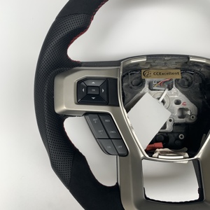 CCexcellent พวงมาลัยคาร์บอนไฟเบอร์สไตล์สปอร์ตออกแบบได้ตามต้องการสำหรับ F150 <span class=keywords><strong>Challenger</strong></span> Civic Q5ด้วยหนังสีแดงแบบมีรูพรุน - Product Image 2