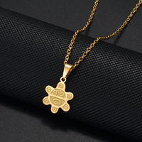 Collier pendentif fleur d'hibiscus en acier inoxydable pour femme et mère, bijoux traditionnels de Porto Rico, avec motif masque de grenouille # 520462