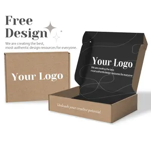 Logo personalizzato all'ingrosso Design gratuito Eco busta quadrata piccola grande spedizione marrone nero Kraft scatole di spedizione in carta piatta