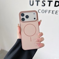 Coque de téléphone magnétique antichute en PC mat couleur unie avec protection d'objectif pour iPhone 12 13 14 15 16 Pro Max 17 Air