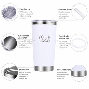 Custom Logo 20oz Vacuum Insulated Tumbler Stainless Steel Slim Travel Mug With Straw Reusable Coffee Cup For <b>Hot</b> Cold <b>Drinks</b> - Product Image 2