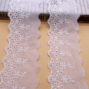 Venda de fornecedores chineses de algodão de tecido do cílio para as roupas das crianças coleiras de renda bordada
