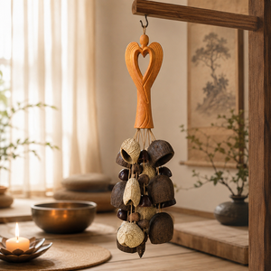 <span class=keywords><strong>Shaker</strong></span> en coquilles naturelles avec poignée en forme d'ange, 32 coquilles, percussion manuelle pour la guérison sonore, la méditation et le yoga - Product Image 3