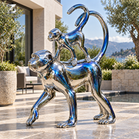 Sculpture de singe ludique en acier inoxydable poli miroir, décoration animale personnalisée pour la maison, l'hôtel, la villa, la galerie, l'affichage intérieur