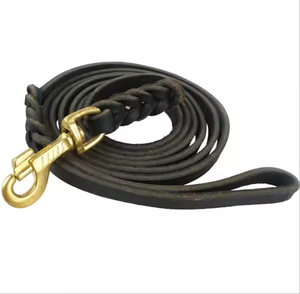 2025 cinturón de seguridad para perros marrón y negro de alta calidad, correa de cuero genuino para perros, correas largas trenzadas para caminar para mascotas, correas de entrenamiento - Product Image 4