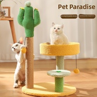 Griffoir pour chat en carton écologique avec corde en sisal, plan à deux étages et accents décoratifs lumineux pour le jeu