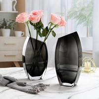 Vase en verre soufflé à la main, design incliné, style nordique simple et luxueux, pour fleurs fraîches hydroponiques, salon, table à manger