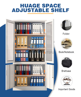 Archivador Metálico con Puerta de Vidrio Transparente, Mueble de Oficina de Acero en Kit, Estantes Ajustables, Almacenamiento de Documentos